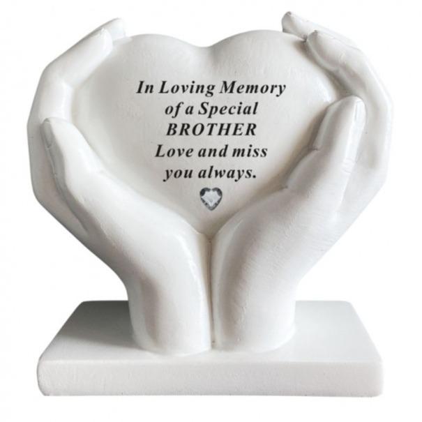 Heart In Hands With Heart Stone Outdoor Memorial Plaque