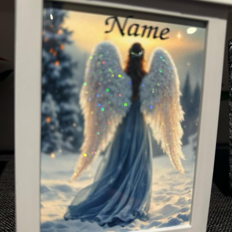 glitter Christmas angel out door grey lantern with built in 6 hour timer