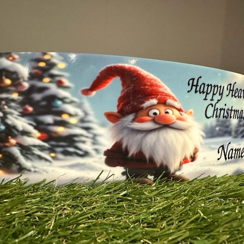 Christmas Gonk curved memorial plaque with glitter details indoor or outdoor use