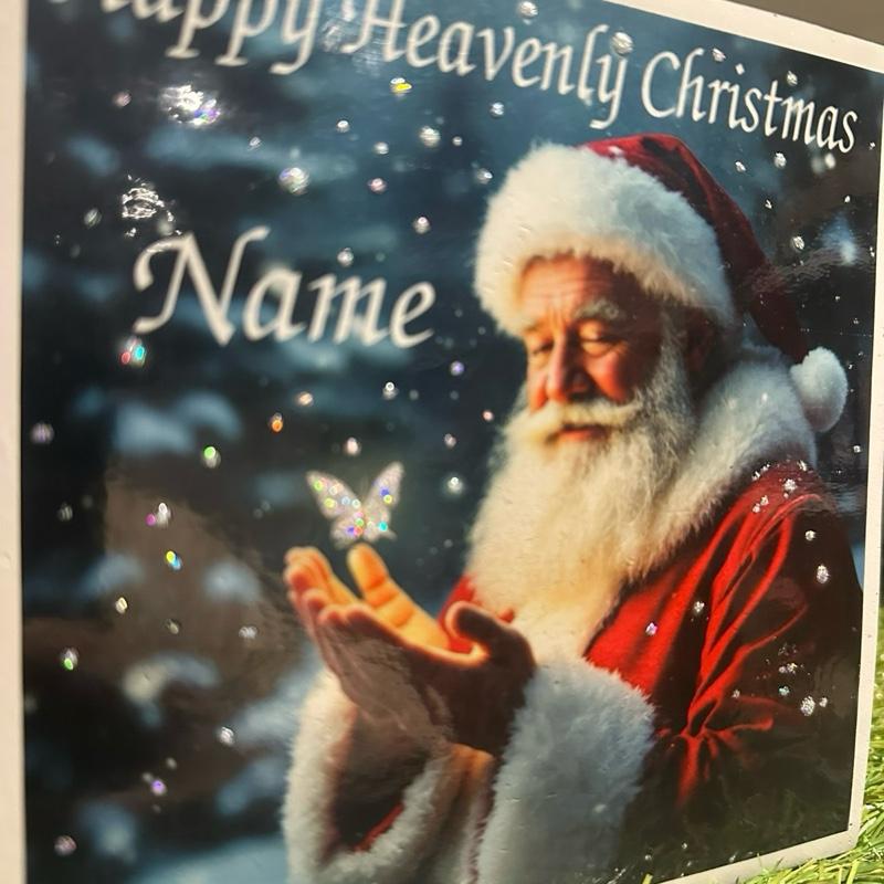 Christmas Santa & butterfly weighted memorial flower vase with glitter detail