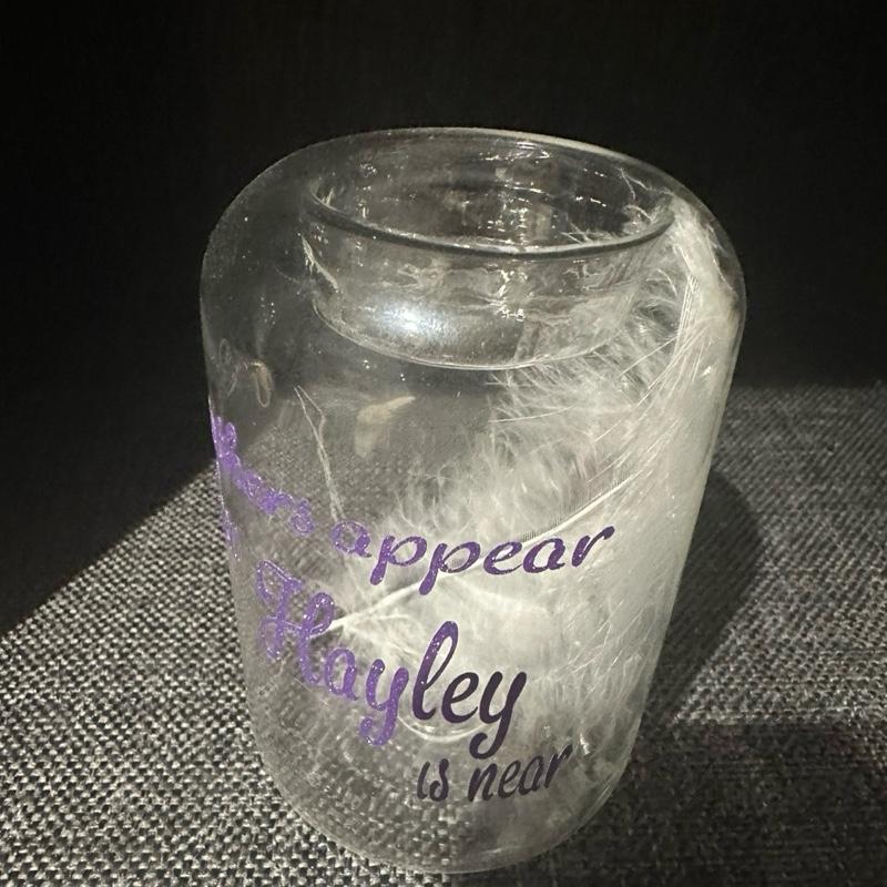 Glass glitter Feathers appear memorial tealight holders