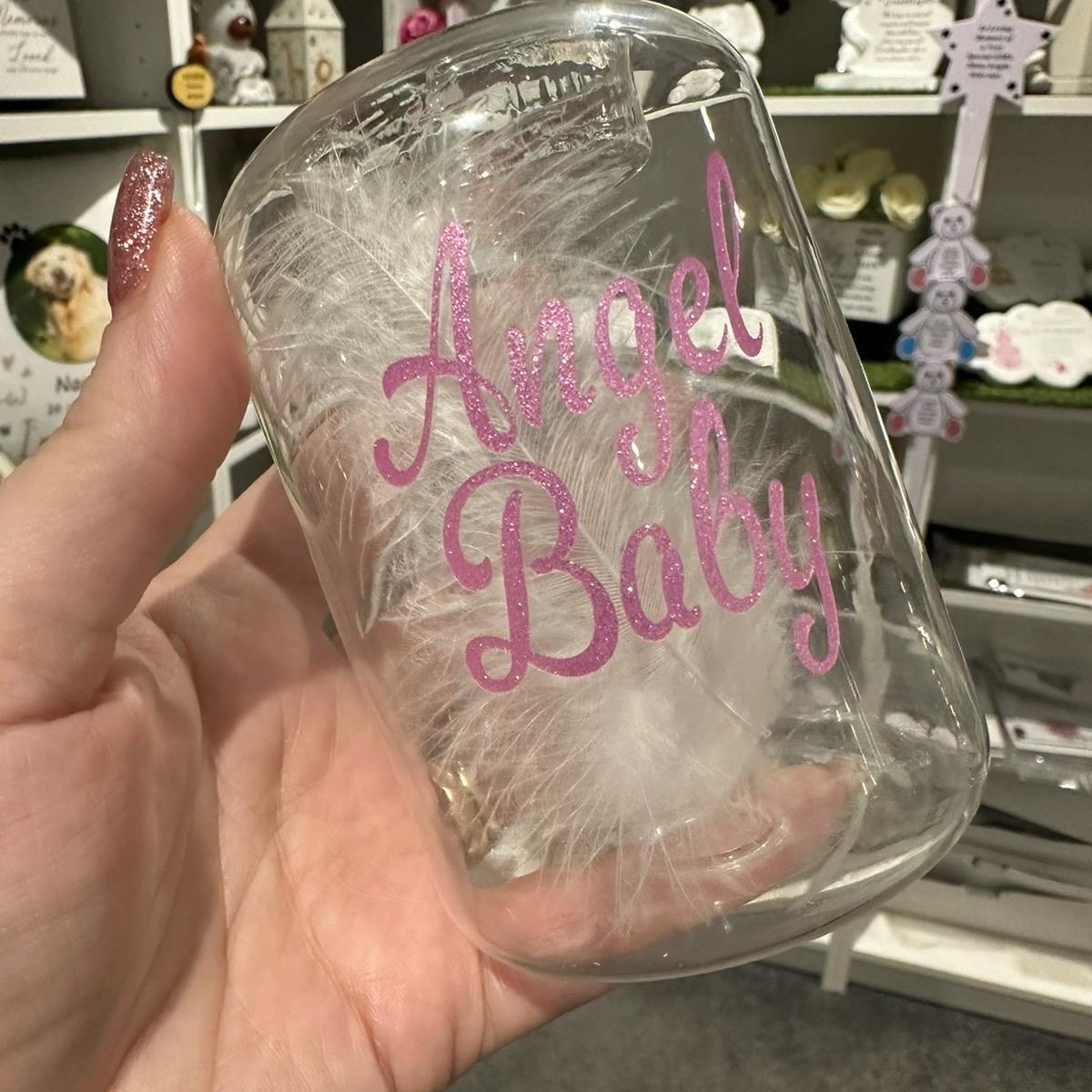 Glass glitter Feather memorial tealight holders