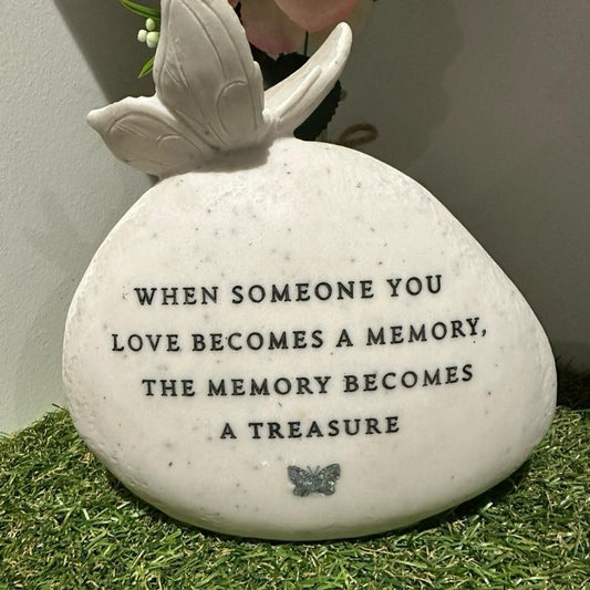 Butterfly Graveside Pebble memorial - A Memory - glitter options