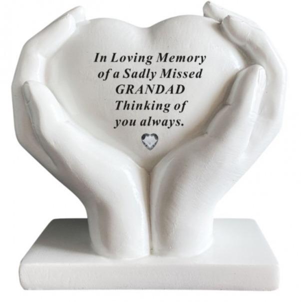 Heart In Hands With Heart Stone Outdoor Memorial Plaque