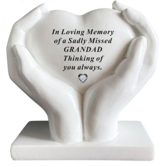 Heart In Hands With Heart Stone Outdoor Memorial Plaque