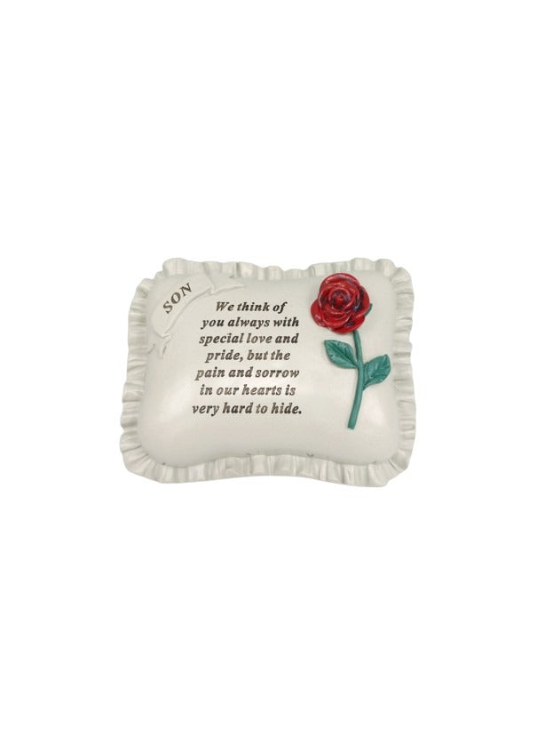 Options - Red rose memorial pillow stone