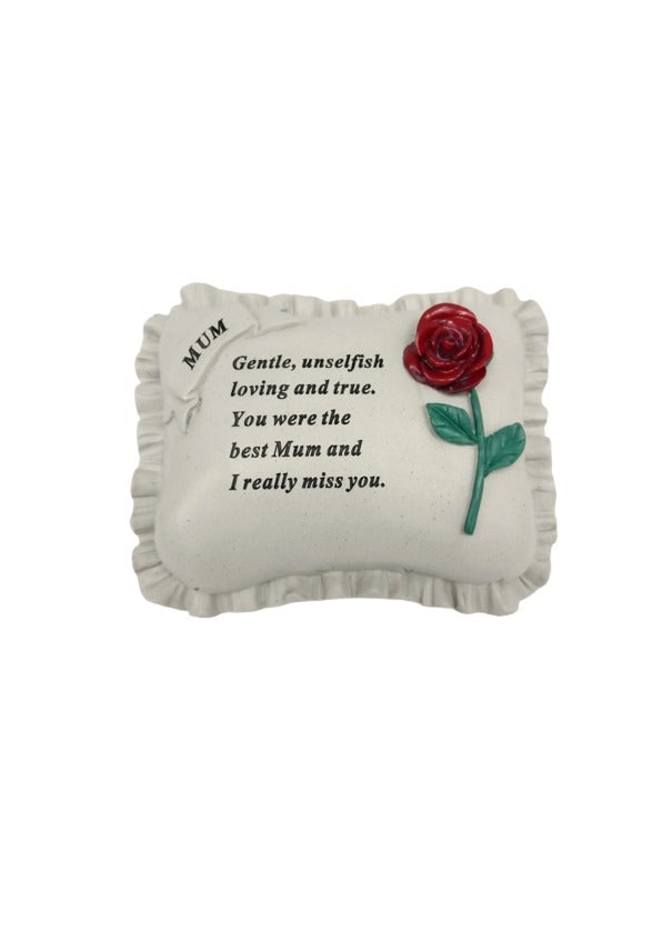 Options - Red rose memorial pillow stone