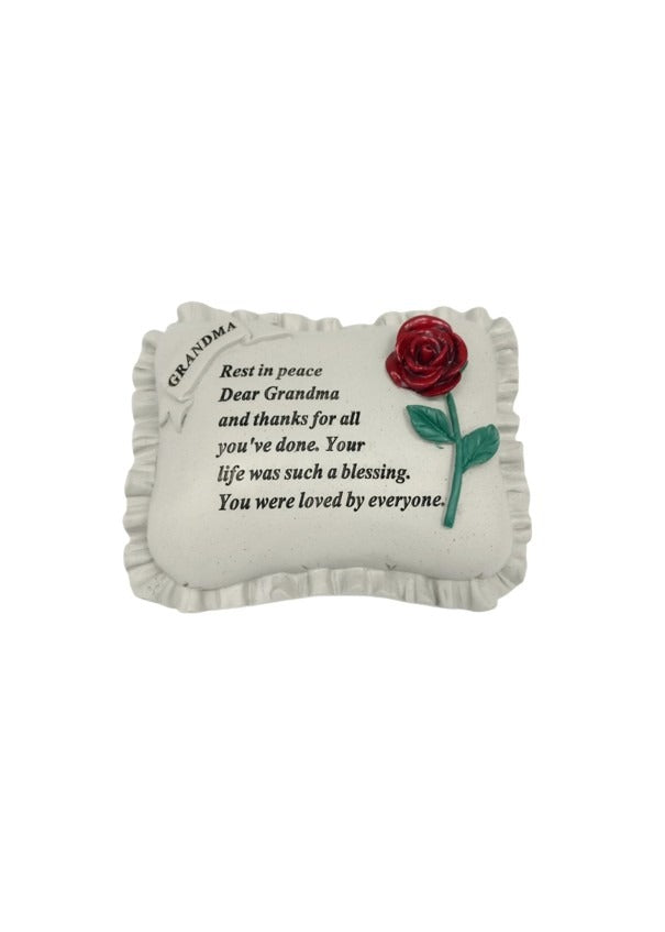 Options - Red rose memorial pillow stone