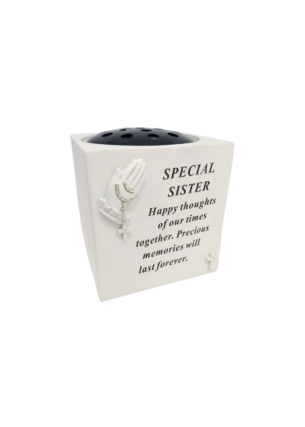 Options - Hands flower vase with diamante Memorial