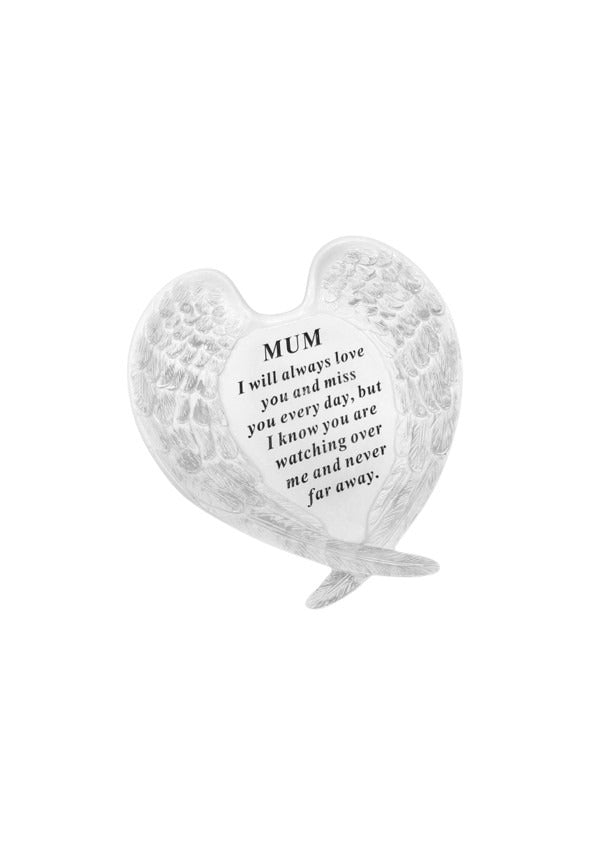 Options-White And Silver Memorial Angel Wings Plaque