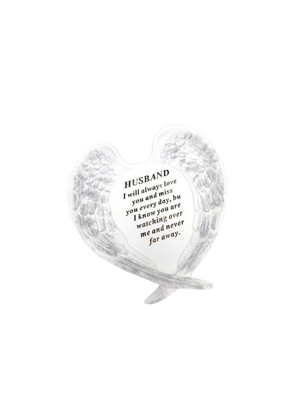 Options-White And Silver Memorial Angel Wings Plaque