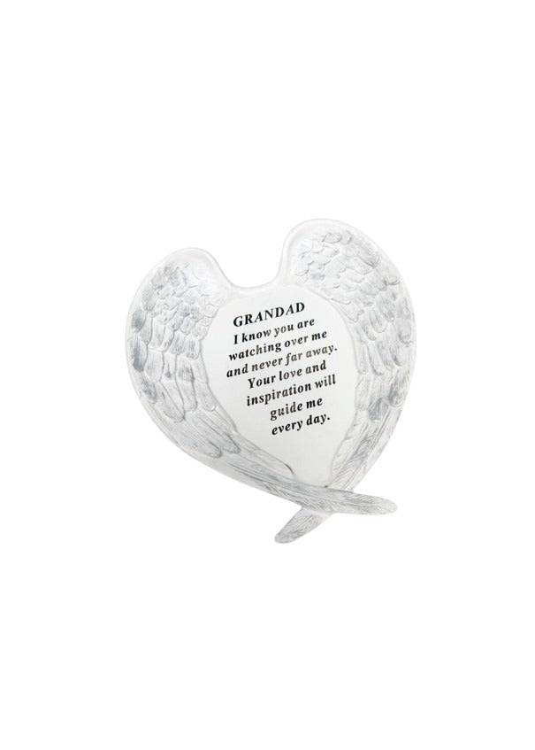 Options-White And Silver Memorial Angel Wings Plaque