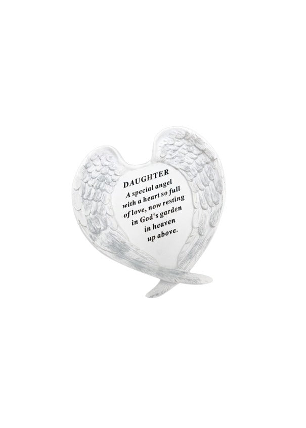 Options-White And Silver Memorial Angel Wings Plaque