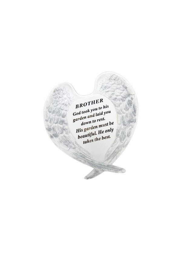 Options-White And Silver Memorial Angel Wings Plaque