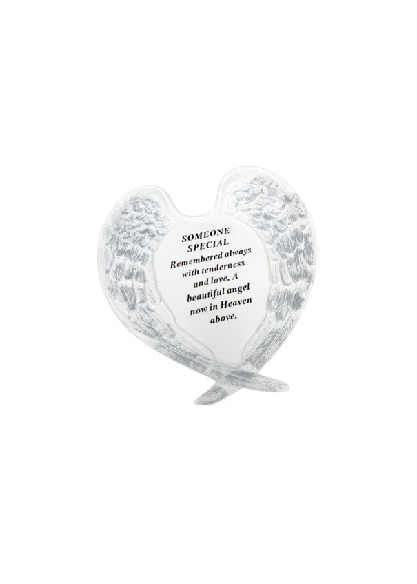 Options-White And Silver Memorial Angel Wings Plaque