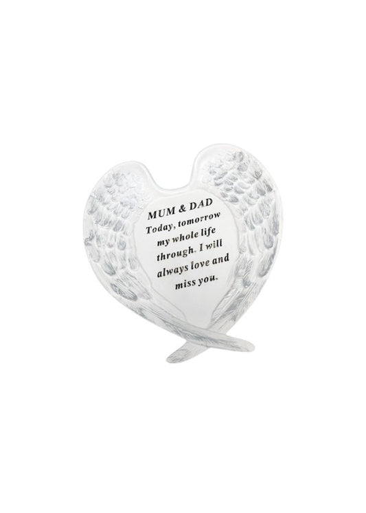 Options-White And Silver Memorial Angel Wings Plaque