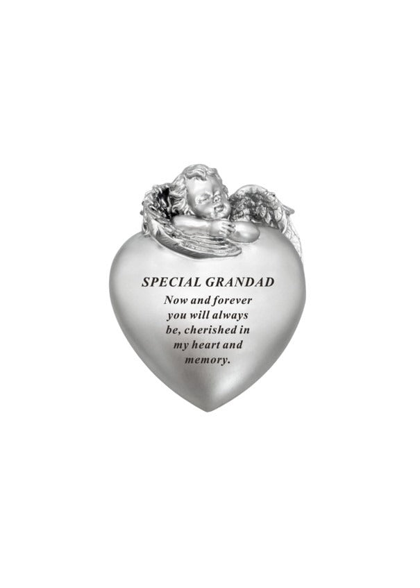 Options -Silver cherub heart memorial stone