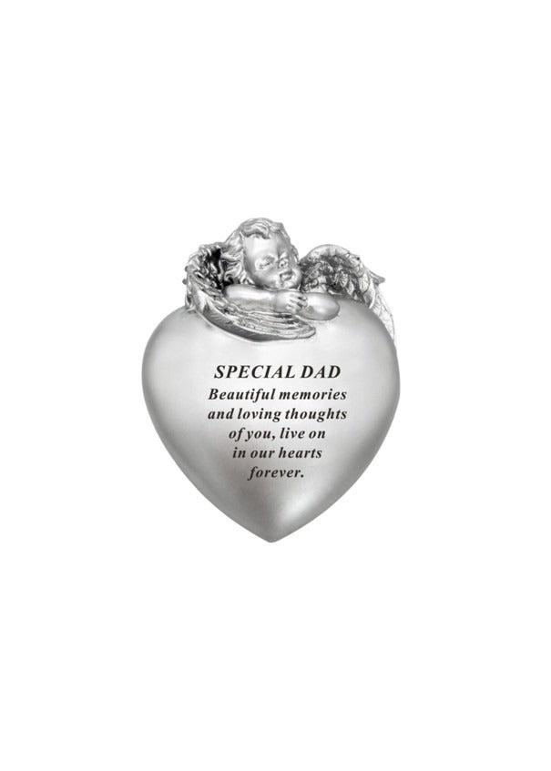 Options -Silver cherub heart memorial stone