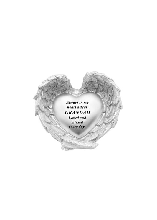 Options - silver heart in wings outdoor plaque