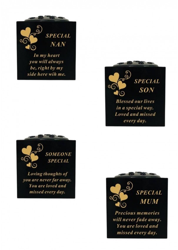 Options - Black & Gold heart memorial Rose/ flower vase