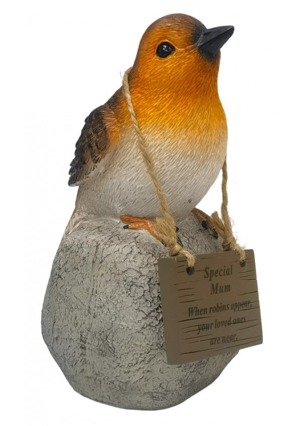 Options - Robin On A Rock With Hanging Plaque memorial garden