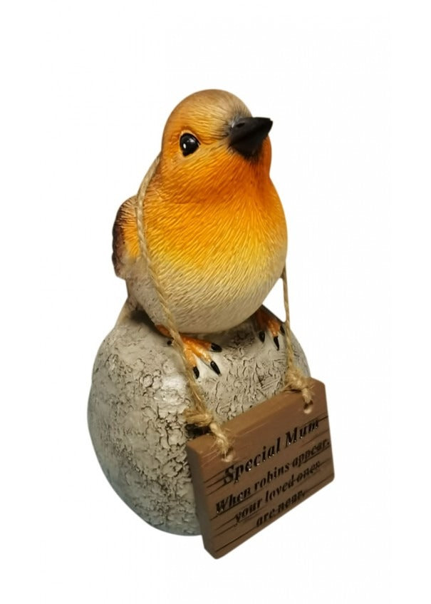 Options - Robin On A Rock With Hanging Plaque memorial garden