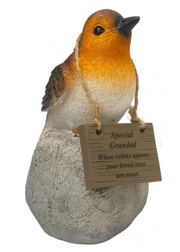 Options - Robin On A Rock With Hanging Plaque memorial garden