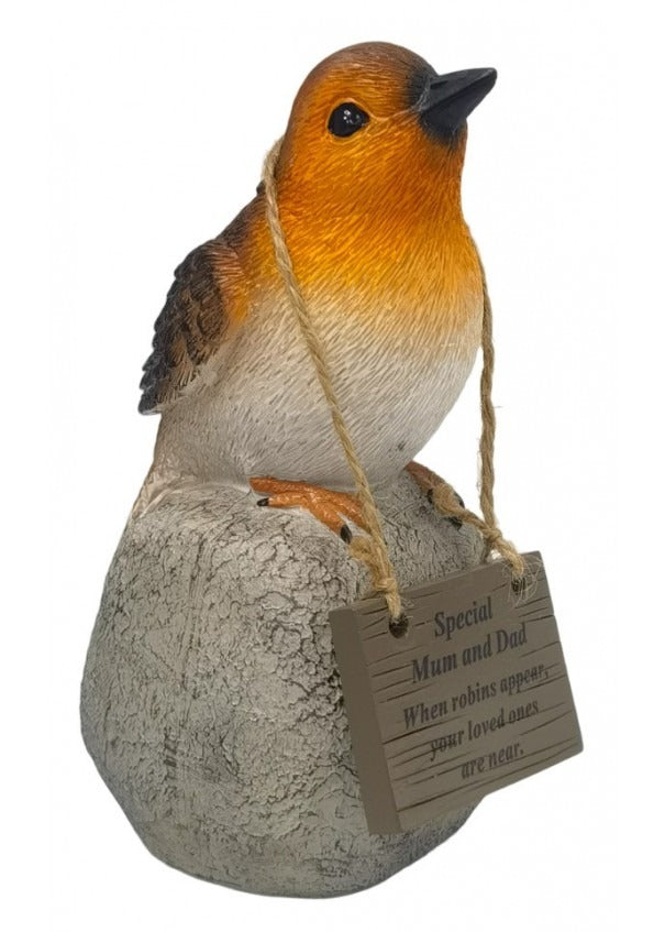 Options - Robin On A Rock With Hanging Plaque memorial garden