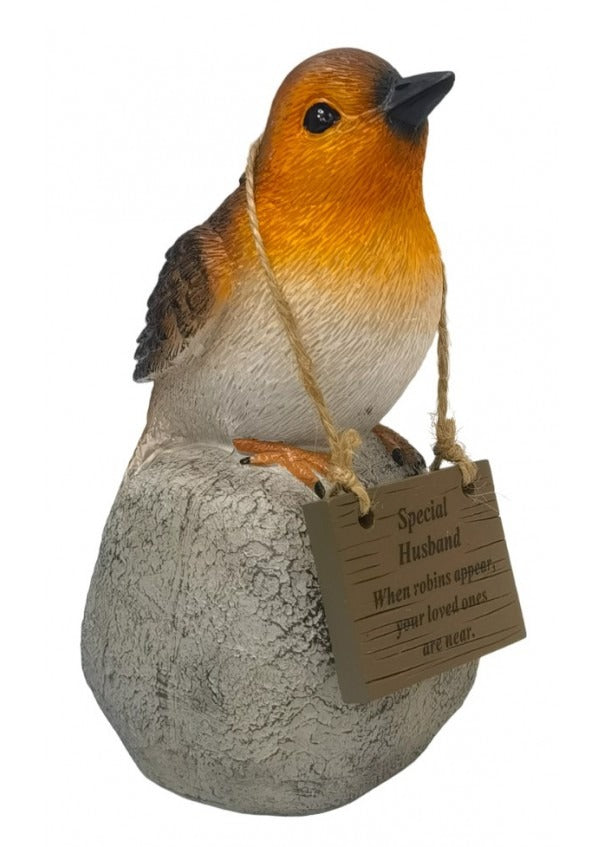 Options - Robin On A Rock With Hanging Plaque memorial garden