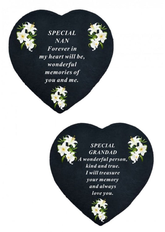 Options - Black Slate Heart With Lily flower Design Decor