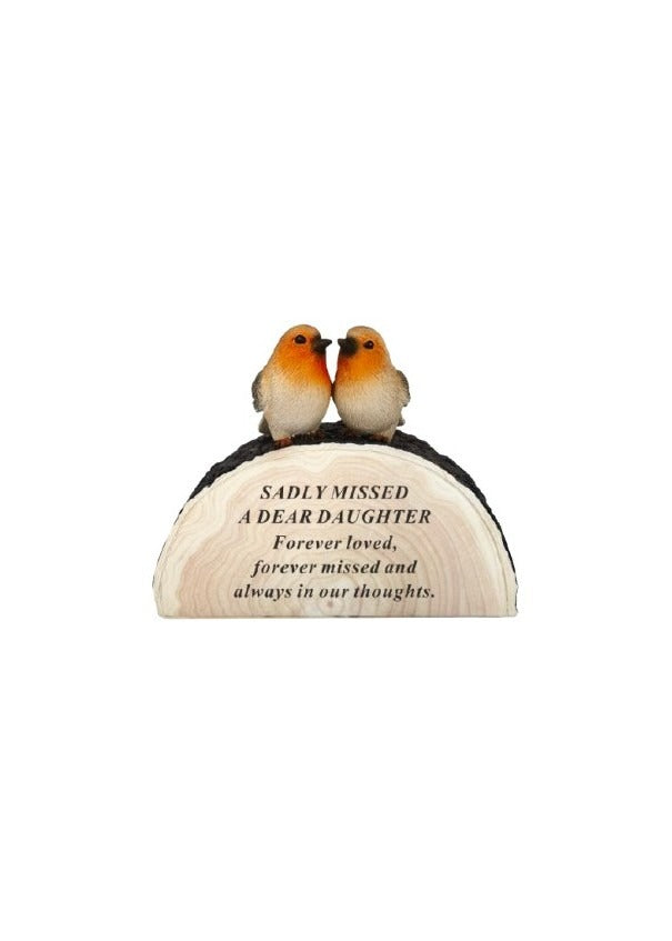 Options - 2 Robins sat On A Log for Memorial Garden Decoration