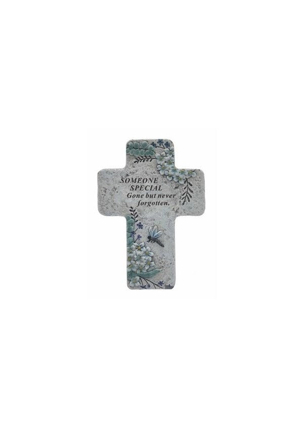 Options - Memorial Cross With Dragonfly & Flower Design