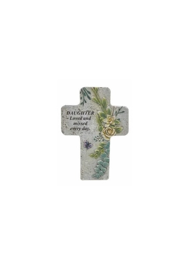 Options - Memorial Cross With Dragonfly & Flower Design