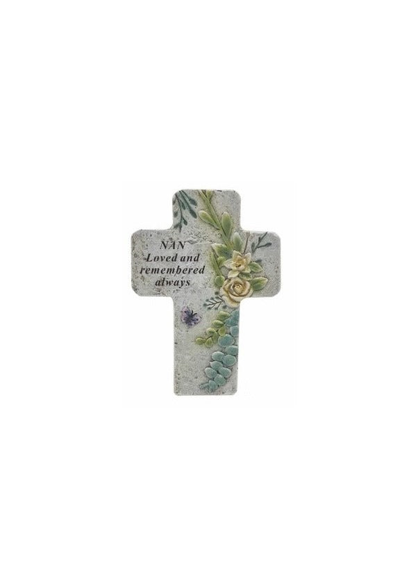 Options - Memorial Cross With Dragonfly & Flower Design