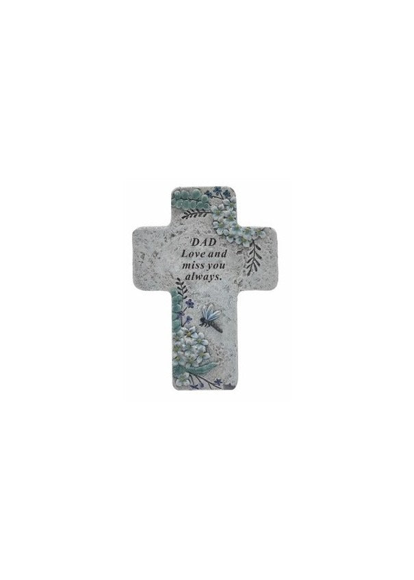 Options - Memorial Cross With Dragonfly & Flower Design