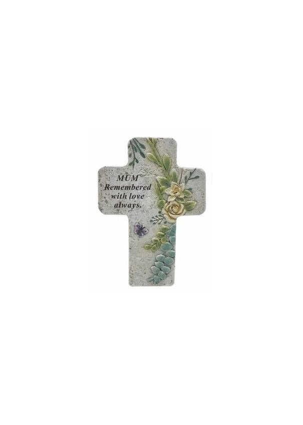 Options - Memorial Cross With Dragonfly & Flower Design