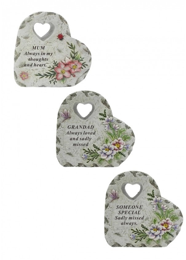 Options - Heart With Dragonfly & Flower Design graveside garden memorial