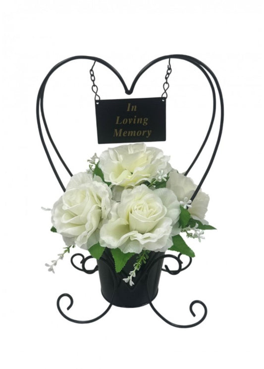 Options -  Metal Memorial Planter With Name Plate And Black Pot Insert