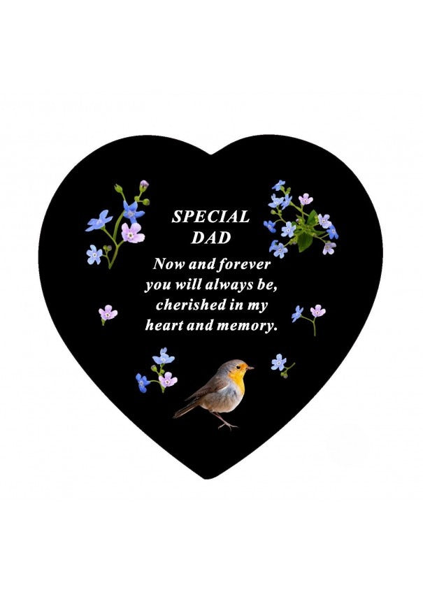 Options -Black Slate Memorial Heart With Robin Design