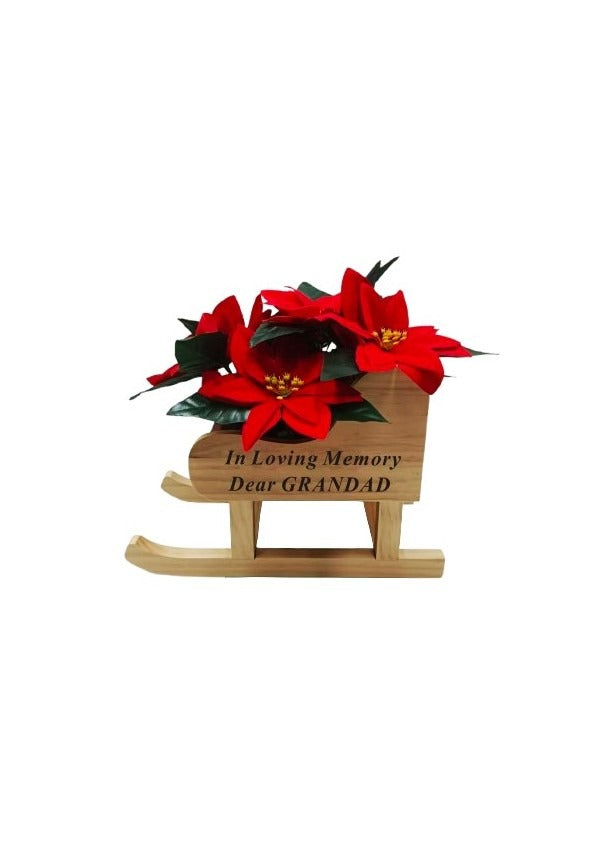 Options - Wooden Sleigh With Poinsttia Flower Pot