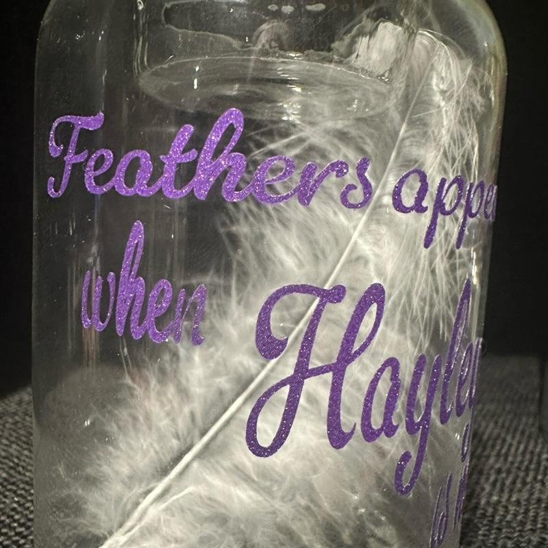 Glass glitter Feathers appear memorial tealight holders