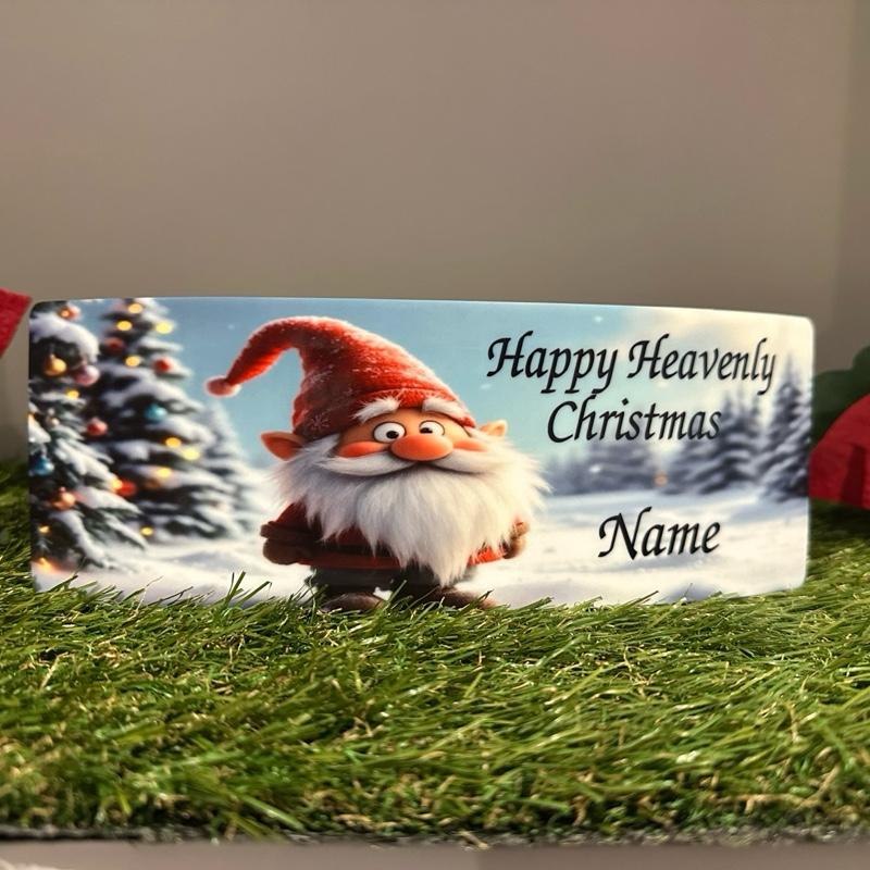 Christmas Gonk curved memorial plaque with glitter details indoor or outdoor use