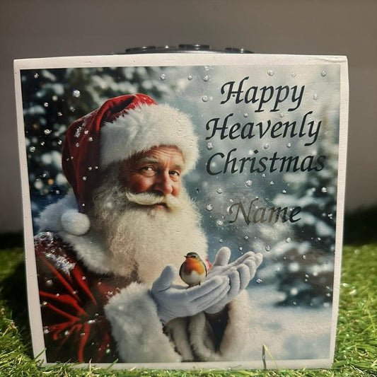 Santa & Robin weighted memorial flower vase with glitter detailing