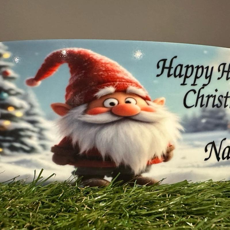 Christmas Gonk curved memorial plaque with glitter details indoor or outdoor use