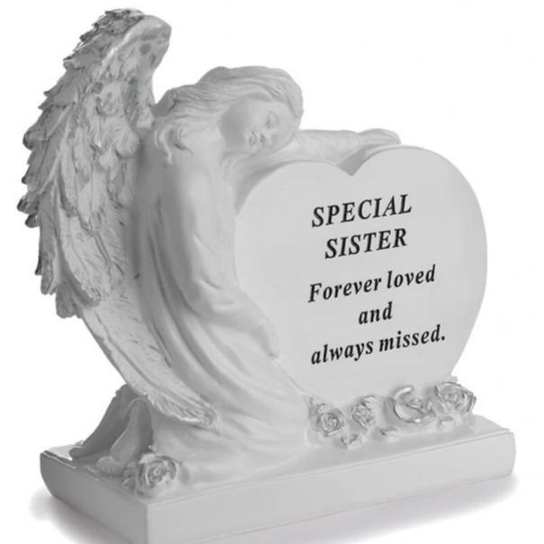 Options - White Graveside Angel With Message