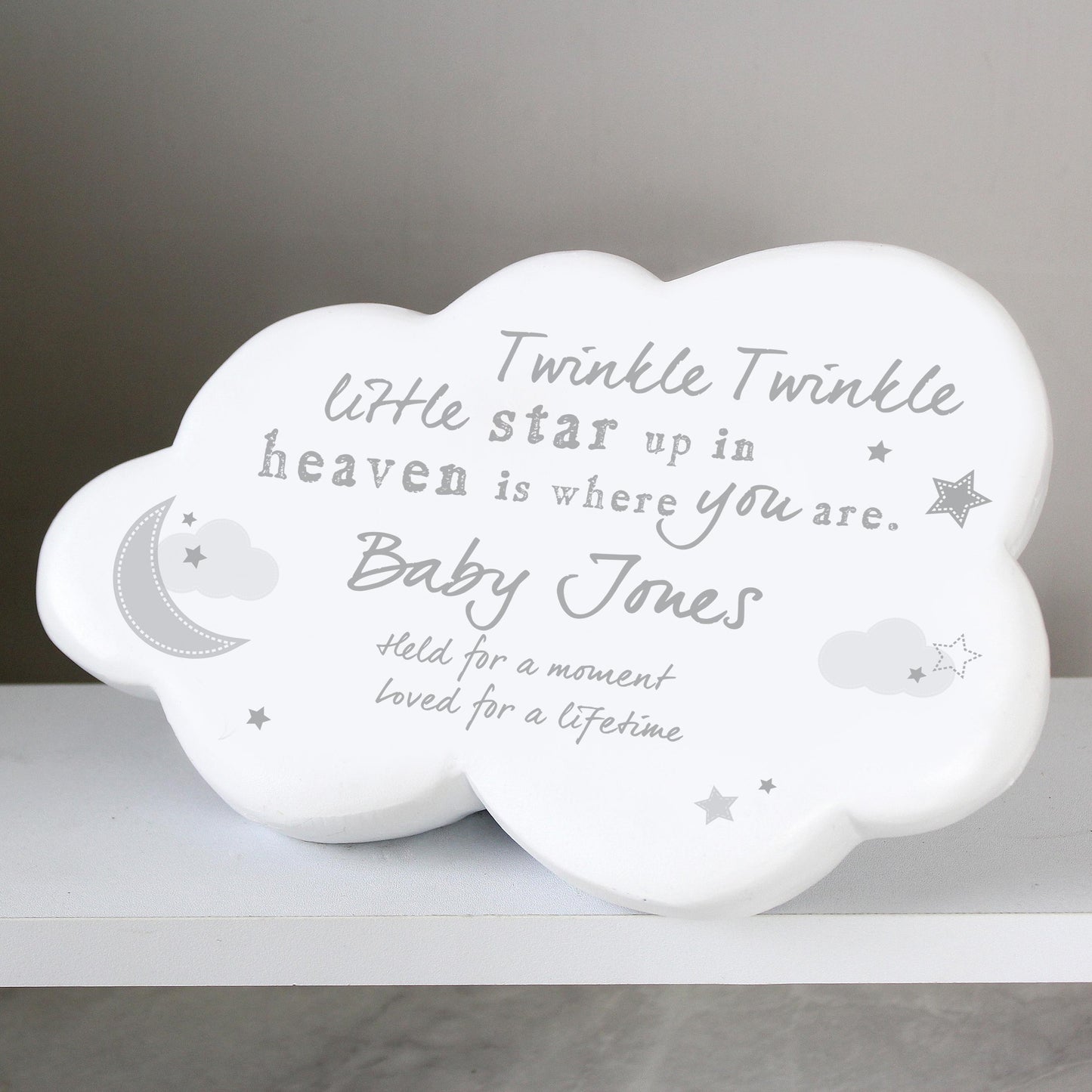 Personalised Twinkle Twinkle Resin Memorial Cloud Star Decor Star