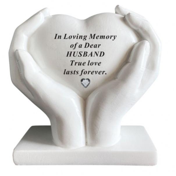 Heart In Hands With Heart Stone Outdoor Memorial Plaque