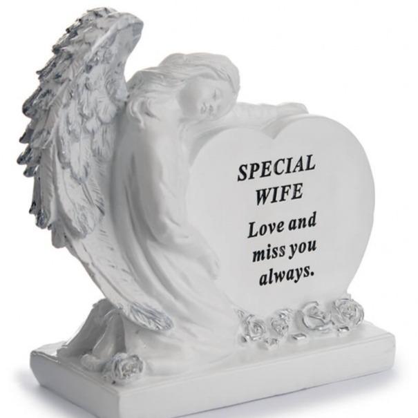 Options - White Graveside Angel With Message