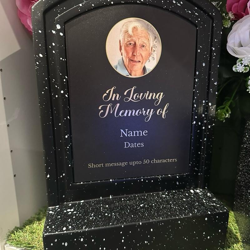 Personalised Picture In Loving Memory Black Miniature Headstone
