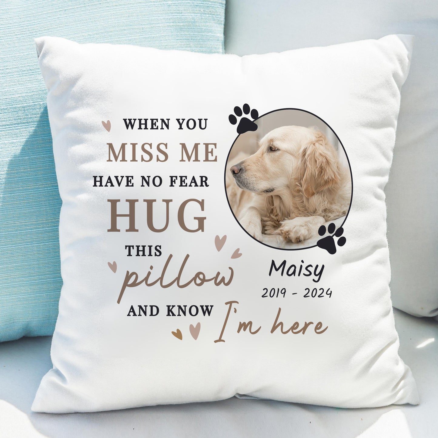 Personalised Memorial Pet Photo Cushion with insert